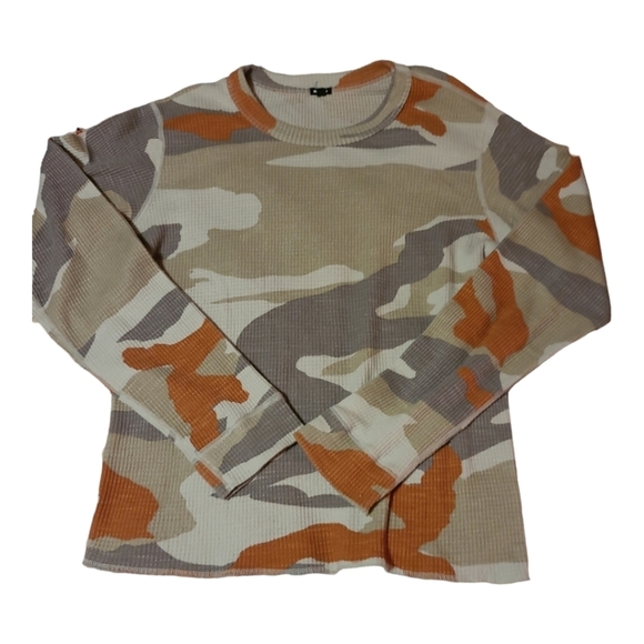 Monrow* Camo Thermal Top* Tan/Brown/Orange* Sz XL - Picture 2 of 6